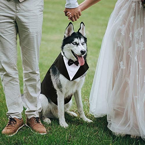 Костюм за кучета Kuoser с Смокингом и Банданой за кучета, Подходящи за Сватбени партита Със Смокингом за Кучета, Сватбена Риза с папийонка