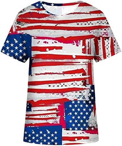 Тениски на Деня на Независимостта за Жените с Кръгло Деколте, Тениски с Графичен Дизайн, Туника с Флага на САЩ, Блузи, 4 Юли,