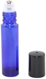 Ролка от Кобальтово-синьо стъкло обем 144-10 мл В Дебели бутилки (144) с топки-ролки от неръждаема стомана - Ролка С Етерично