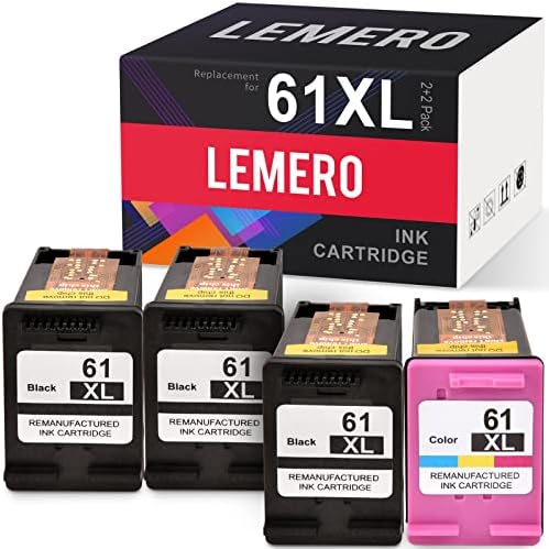 LEMERO Рециклирани мастило касета за HP 61XL 61 XL за използване с Envy 4500 5530 4502 DeskJet 3510 2541 2542 Officejet 4630 4635