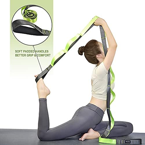 Каишка за йога Tieship - Еластичен колан на Оборудване за физиотерапия, с каишка за упражнения, лента с 12 панти и затваряне на вратата за