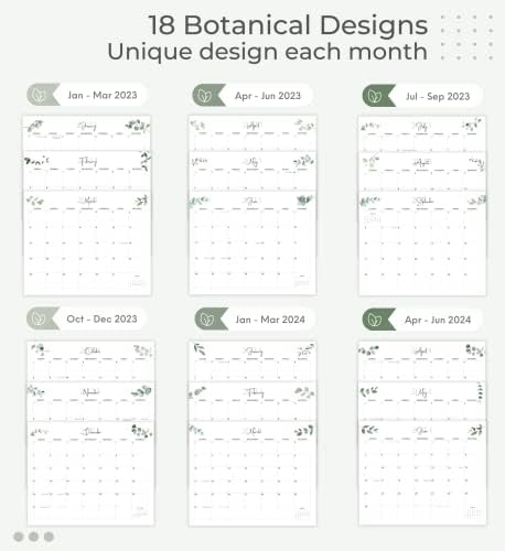 Магнитен календар за хладилник - от януари 2023 до юни 2024 | 2023-2024 Календар зеленина 13,5x11 инча Месечен календар за