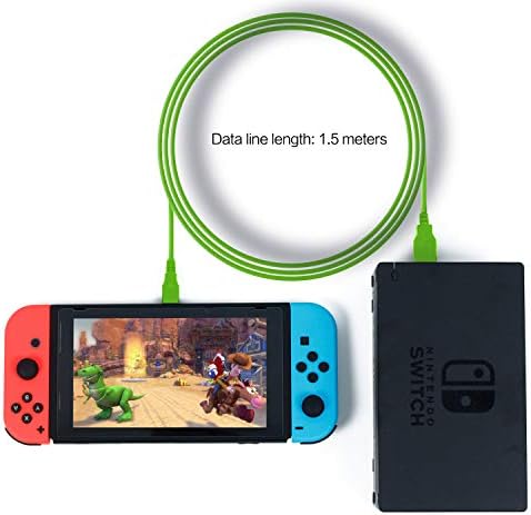 Зарядно устройство HEATFUN Nintendo Switch, Кабели Nintendo Switch Жълт и зелен цветове
