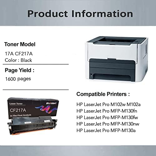 Подмяна на касетата с тонер за принтер, съвместим с IFATOINC, за HP 17A CF217A HP M102w MFP-M130fn MFP-M130fw MFP-M130nw (1 опаковка