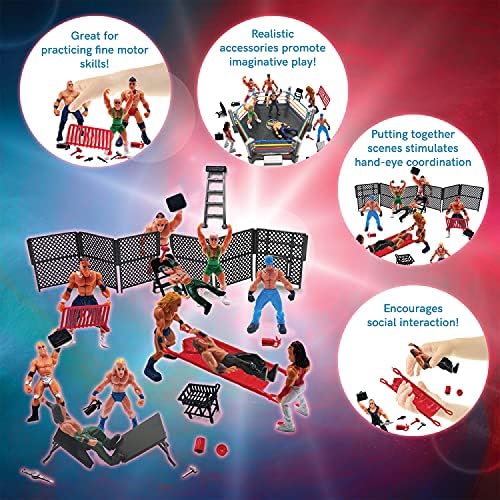 Играчки-борци ToyVelt от 32 теми за деца - Играчки-войници-рестлеры с пръстен и реалистични аксесоари - Забавни миниатюрни бойни фигурки