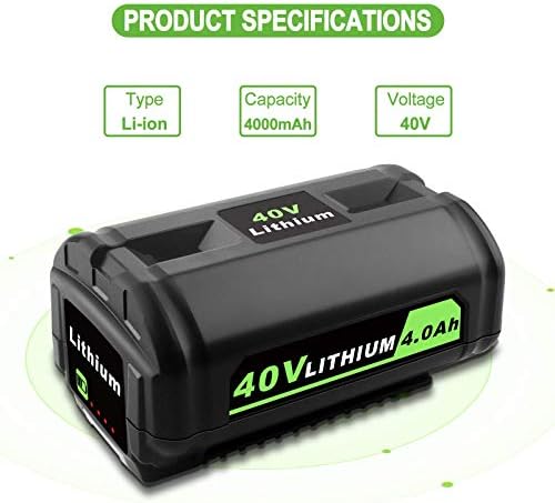 EICHXO 40 Батерия и Зарядно Устройство, Комплект за Ryobi 40 Литиева Батерия 4.0 Ah Вентилатор за листа Косачка 40 На Батерията OP40401