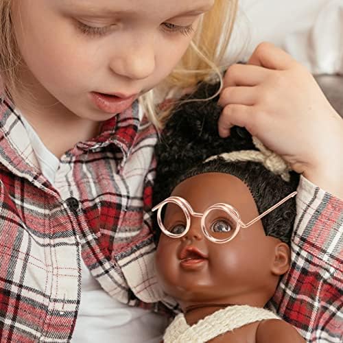 NUOBESTY Baby Doll 10шт Мини-Куклени Очила в Метални Телени Рамки Слънчеви Очила Кукла Рокля на Точки за Мини-Кукли и Аксесоари