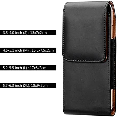 DSFEOIGY Универсален Кожен калъф за Мъже Поясная чанта с клипс за колан за мобилни телефони 3,5-6,3Чанта-кобур (Цвят: черен размер: (А) 3,5-4,0 инча)
