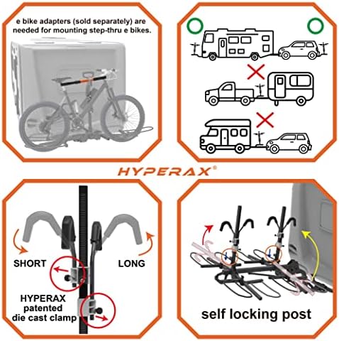 HYPERAX Special Combo - Volt RV 4X с 2 адаптера за свободни стаи и стоманени фиксирующим тросом (L) -за Монтиране на 4 велосипедни