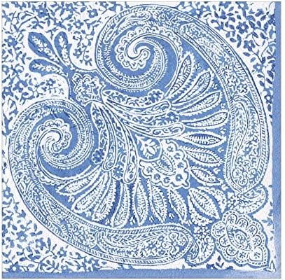 Хартиени кърпички за Гости Caspari Paisley Medallion синьо на цвят, две опаковки по 15 броя