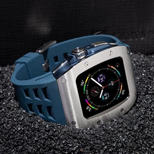 AZANU Луксозен Модифицирующий комплект за Apple Watch Band Case 8 45 мм 44 мм Метален Bezel Рамка Гривна Взаимозаменяеми каишка за iWatch