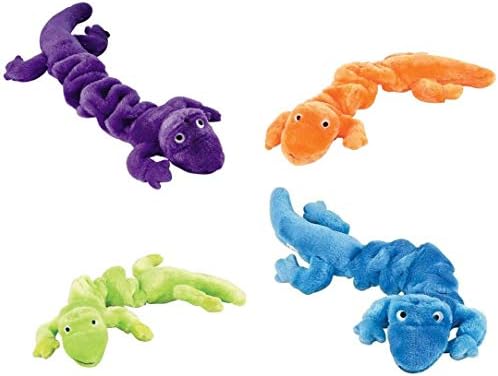 Плюшено бънджи-гущер Zanies, играчка за кучета, 16 инча, Комплект от 4 броя (синьо, неоново зелено, оранжево и лилаво)