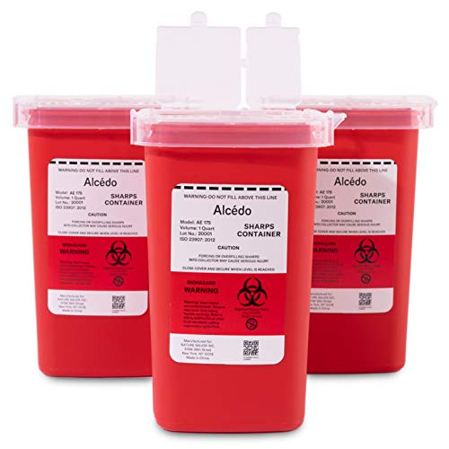 Контейнер за остри предмети Alcedo за домашно и професионално ползване на 1 литър (3 опаковки) | Рециклиране на биологично