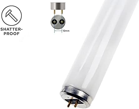 луминесцентна лампа 600 мм, 20 W T12, бял с небьющимся покритие (за сигурност) и Е идеална за използване в цехове, линии за приготвяне на храна