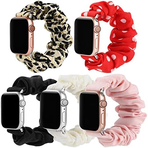 Bigqin, 5 опаковки гумени ленти за коса, съвместими с Apple Watch Series 8 7 6 SE 5 4 3 2 1, Женски Подарък гривна на Свети Валентин,
