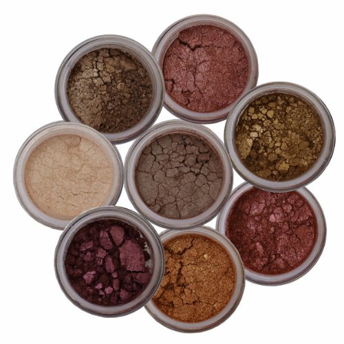 ITAY Mineral Cosmetics 2x8 купчини сенки за очи Orolinda + Nature Beauty + Пискюл за прах + Прозрачен подаръчен пакет (комплект от 4 теми)