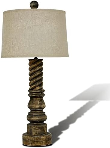 Френската Ретро Дървена Настолна Лампа, Нощна Лампа Ръчно изработени от Дърво във формата на Кула, Нощна Лампа от Плат