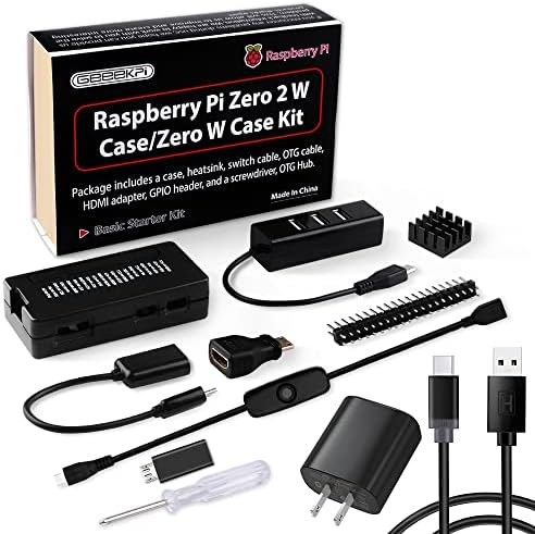 Комплект корпуса GeeekPi Raspberry Pi Zero 2 W с корпус от Raspberry Pi Zero 2 W, захранване, радиатор, 20-пинов конектор GPIO, 4-пристанищен