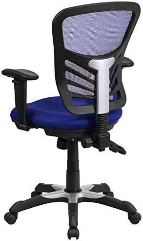 Многофункционално Офис стол със Средна облегалка Flash Furniture от Синя мрежа За изпълнителни директори, с Ергономичен завъртащо се Офис стол
