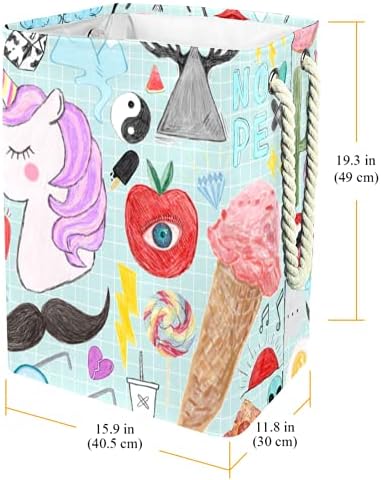 Голяма Кошница за дрехи с Шарките на Сладолед под формата на Еднорог, Водоустойчив Сгъваема Кошница за Дрехи, Органайзер за