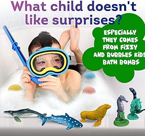 Бомбочки за баня за деца с изненада Вътре, Играчки с морски животни - Подаръчен комплект естествени и Безопасни Бомбочек