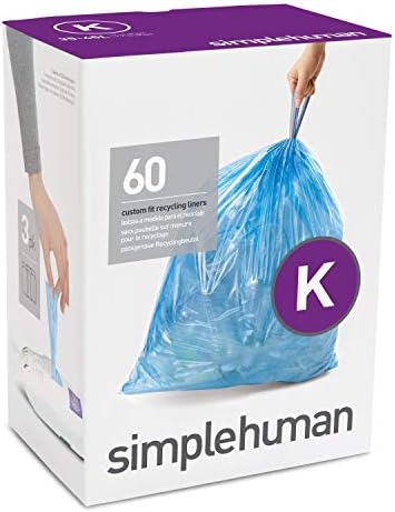 торби за боклук simplehuman Code K с завязками индивидуална монтаж, 35-45 л / 9-12 литра, Бял, брой на 100 парчета и Code K с завязками