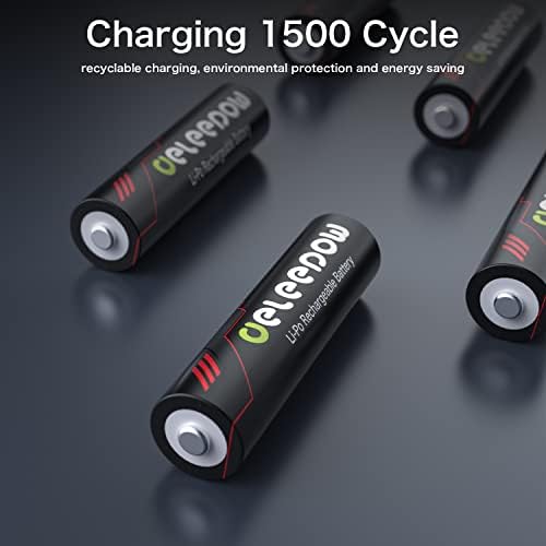 Deleepow Акумулаторни Батерии Тип АА от 1,5 AA Акумулаторна Литиева Батерия 3400 МВтч 1500 Цикъла 16 Точки със Зарядно устройство
