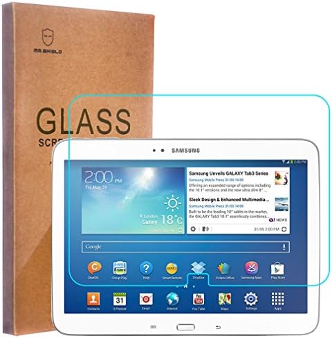 Mr.Shield е Проектиран за Samsung Galaxy Tab 3 с фолио 10.1 инча [от закалено стъкло] [ултра тънък край 0,3 мм с твърдост 9h и кръг на ръба 2,5 D] с замяна на доживотна