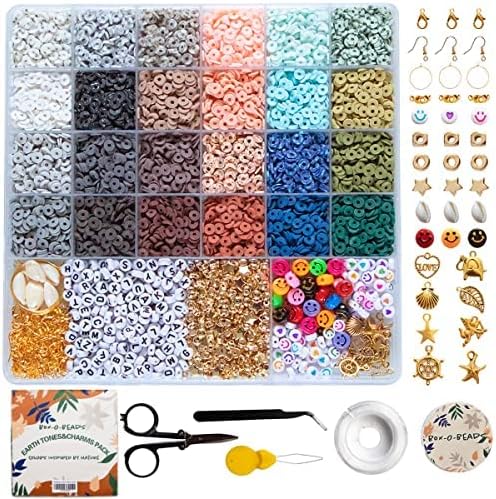 Комплект за направата на гривни от глинени мъниста и Суспензии Box-O-Beads, 6000 броя, Мъниста и висулки от полимерна Глина Heishi