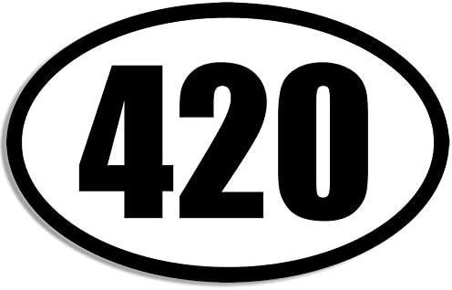Стикер BW Oval 420 (vinyl стикер с забавен трева марихуана в саксия (3 x 5 инча)