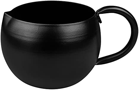 Кана за сметана GoCraft Матово черно с дръжка | Малка желязна чаша-стомна за подаване на мляко, кафе сметана, салата от маруля, кленов сироп, захар - Идеалният контейнер ?
