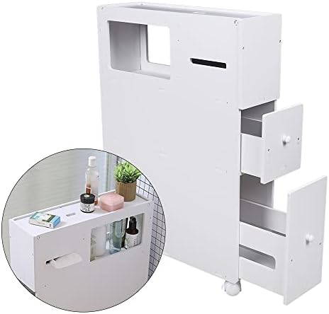 Шкаф за съхранение в банята CeRaBuRET, Произведено Нисък шкаф от пода до тавана, самостоятелен Държач за Тоалетна хартия,