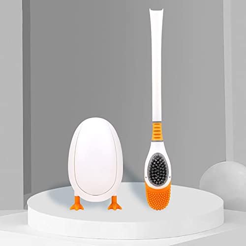 Четка за тоалетна Diving Duck - Стенен Силикон инструмент за почистване на баня без пробиване за Безупречно почистване