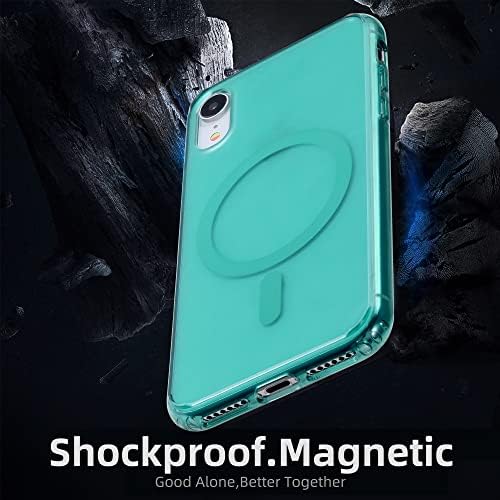 Калъф Gyizho Strong Magnetic Green за iPhone XR [Съвместим с MagSafe] [Тествана на падането на военния проба] Тънък защитен прозрачен