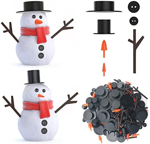 Outivity 600 БР. Комплекти за diy под формата на Снежен човек за зимен детски празничен подарък за парти, включват 60 мини-черни цилиндри,