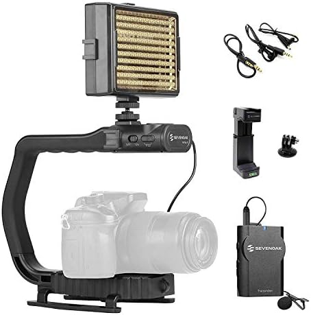 Movo MicRig-W1 Безжичен микрофон + комплект за създаване на филми с led подсветка - Стабилизатор на камерата с дръжка за