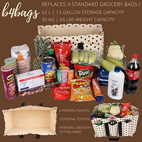 b4bags Холщовые Пазарски чанти за храни | за Многократна употреба за Хранителни стоки чанти Тежкотоварни Вощеная Холщовая чанта
